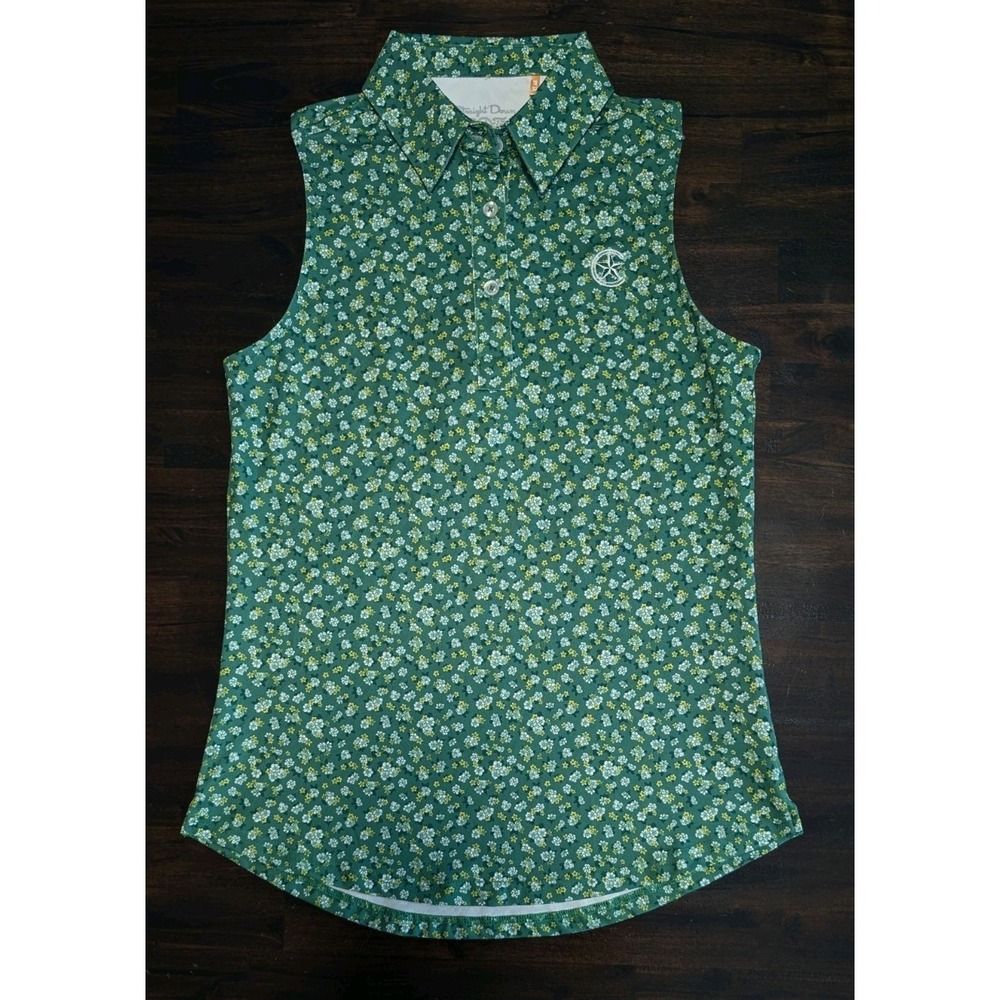 ⛳ New Straight Down Women's Golf Performance Polo Shirt Top Sz XS Green Stretch